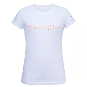 Champion Youth T Shirt XL White Rainbow Logo